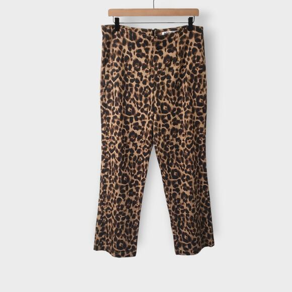 Reformation Marlon Leopard Print Crop Pants High Rise Straight Leg Sz 12 Mobwife - Picture 1 of 13